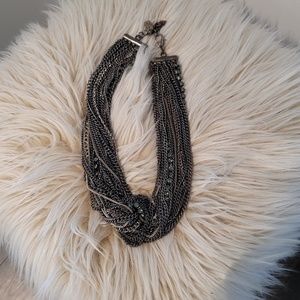 Thick Braided Silver Necklace